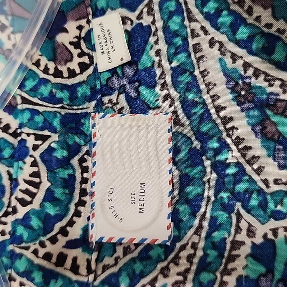Anthropologie Postmark Paisley Striped Button Down Roll Up Blouse Size M - Picture 7 of 8